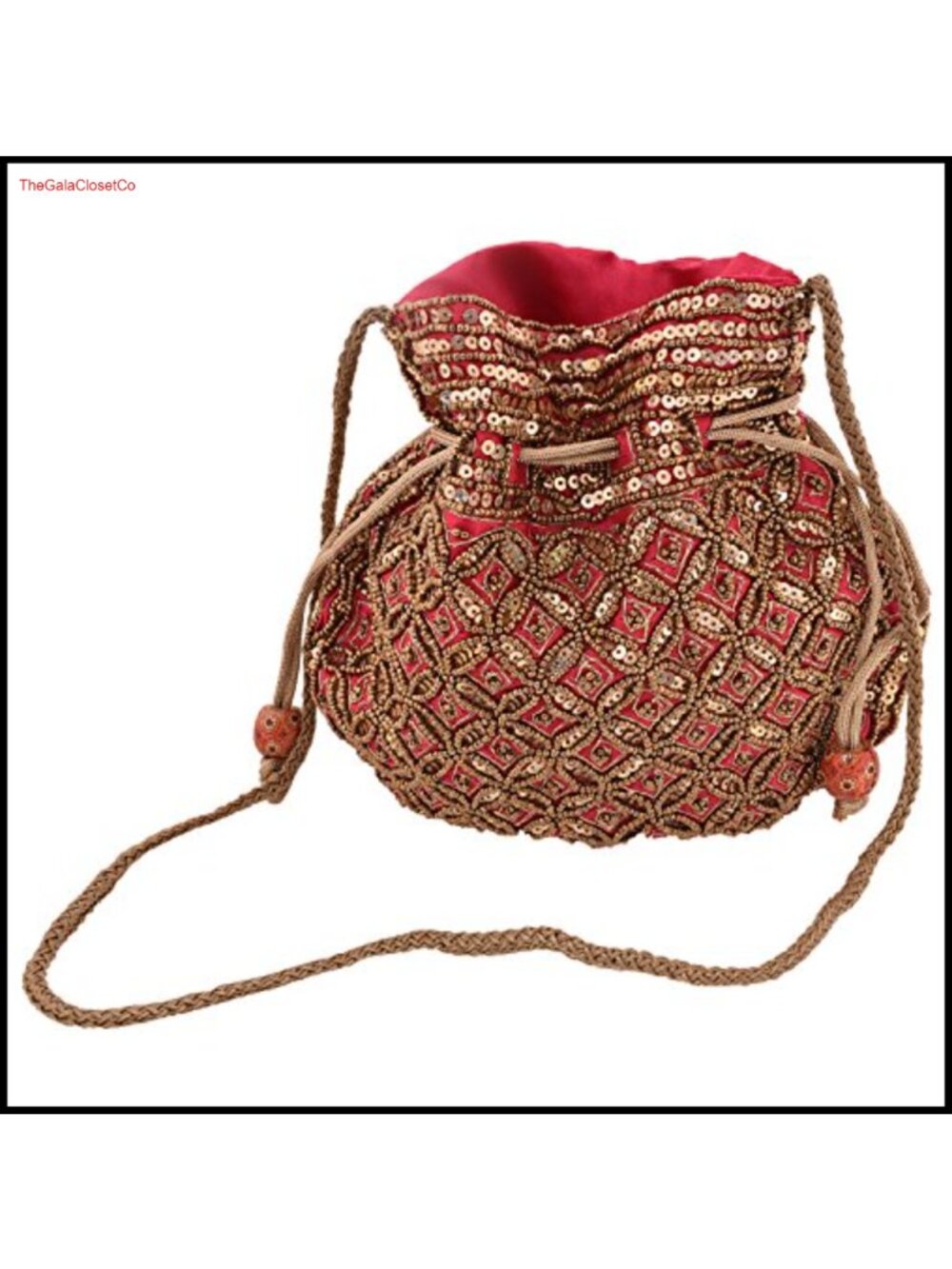 Handcrafted Ethnic Velvet Potli Bag Embroidered Drawstring Clutch